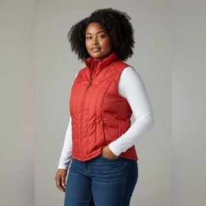 WOOLRICH Quilted Puffer Vest XL 24” p2p Winter Orange $75 Retail EUC